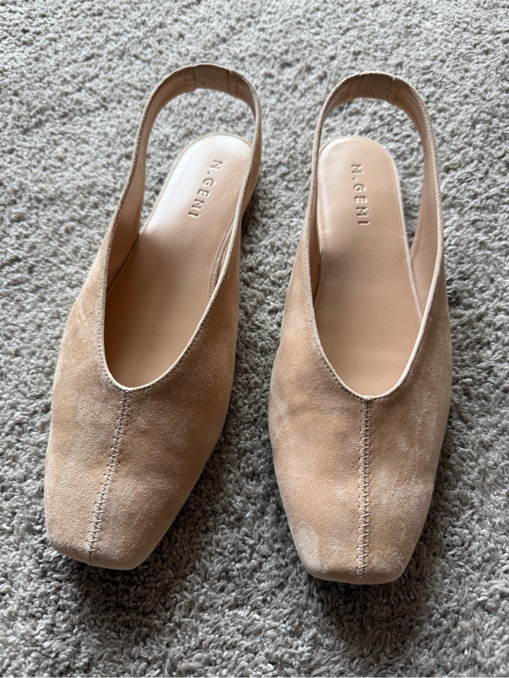 NWOT M.Gemi Size US 8.5/EU 39 The Una Slingback in Sand Suede